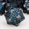 ORIFANTOU 7PCS Metal DND Dice Set Black Blue D&D Dice with Box, Debris RPG D and D Dice Dungeons and Dragons Role Playing Game P