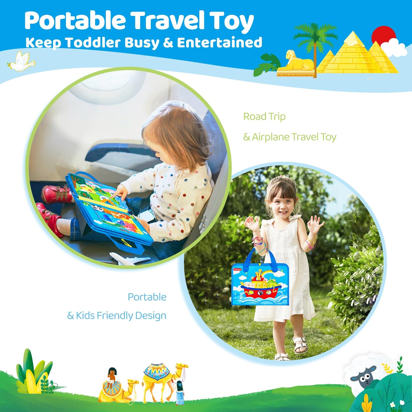 Kickduck Busy Board Montessori Toys For 3 4 Year Old Boys & Girls Birthday Gifts, Educational Activity Sensory Board Preschool L