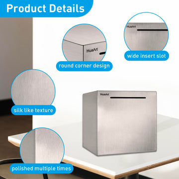 HuaArt Stainless Steel Piggy Bank - Safe for Adults, 4.72 inches, Silver, Model HYQ2020235123