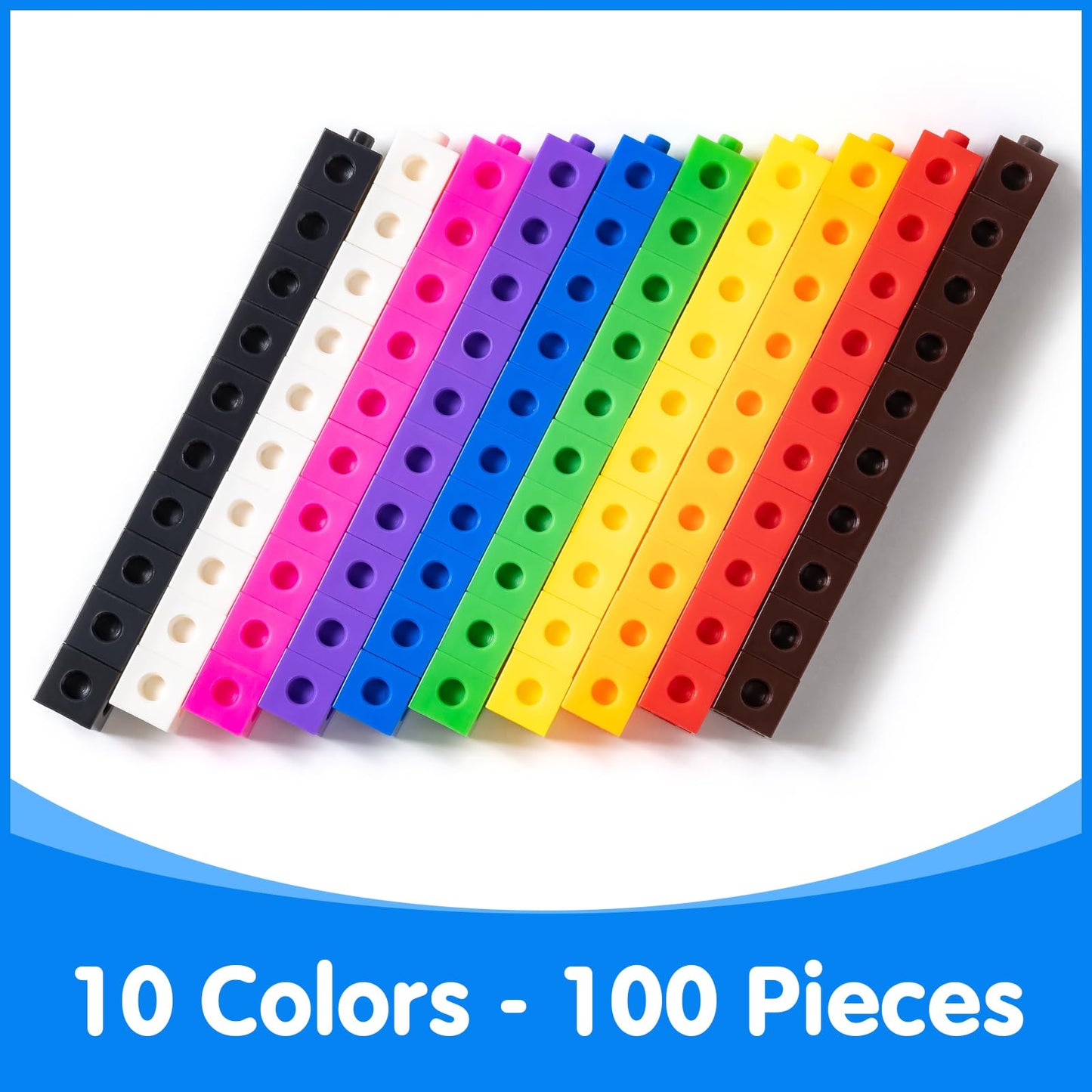 Odoorgames 100 Pcs Linking Cubes - Building Blocks For Kids, Connecting Cubes With 384 Stickers, Perfect Math Learning Tool & Ed