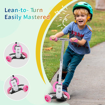 Toddler Scooter, Foldable Three Wheel Lean-To-Steer Scooter For Kids Ages 3-5, Heavy Duty Toddler Scooters, 4 Height Adjustable,
