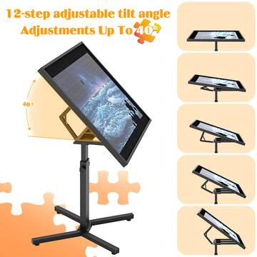 1500 Piece Jigsaw Puzzle Table With Legs,28''X35'' Large Puzzle Table For Adults,Adjustable Height &12 Tilt Angles,Wooden Jigsaw