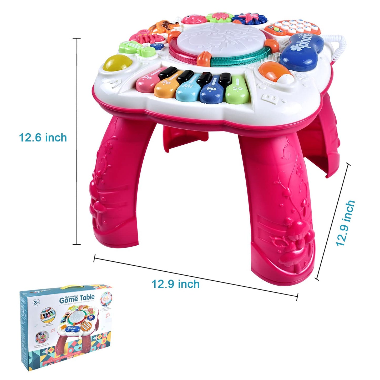Thismy Early Development Baby Toys 6 To 12 Months,Activity Music Toys For Toddlers 11.8 11.8 12.2 Inches (Red)