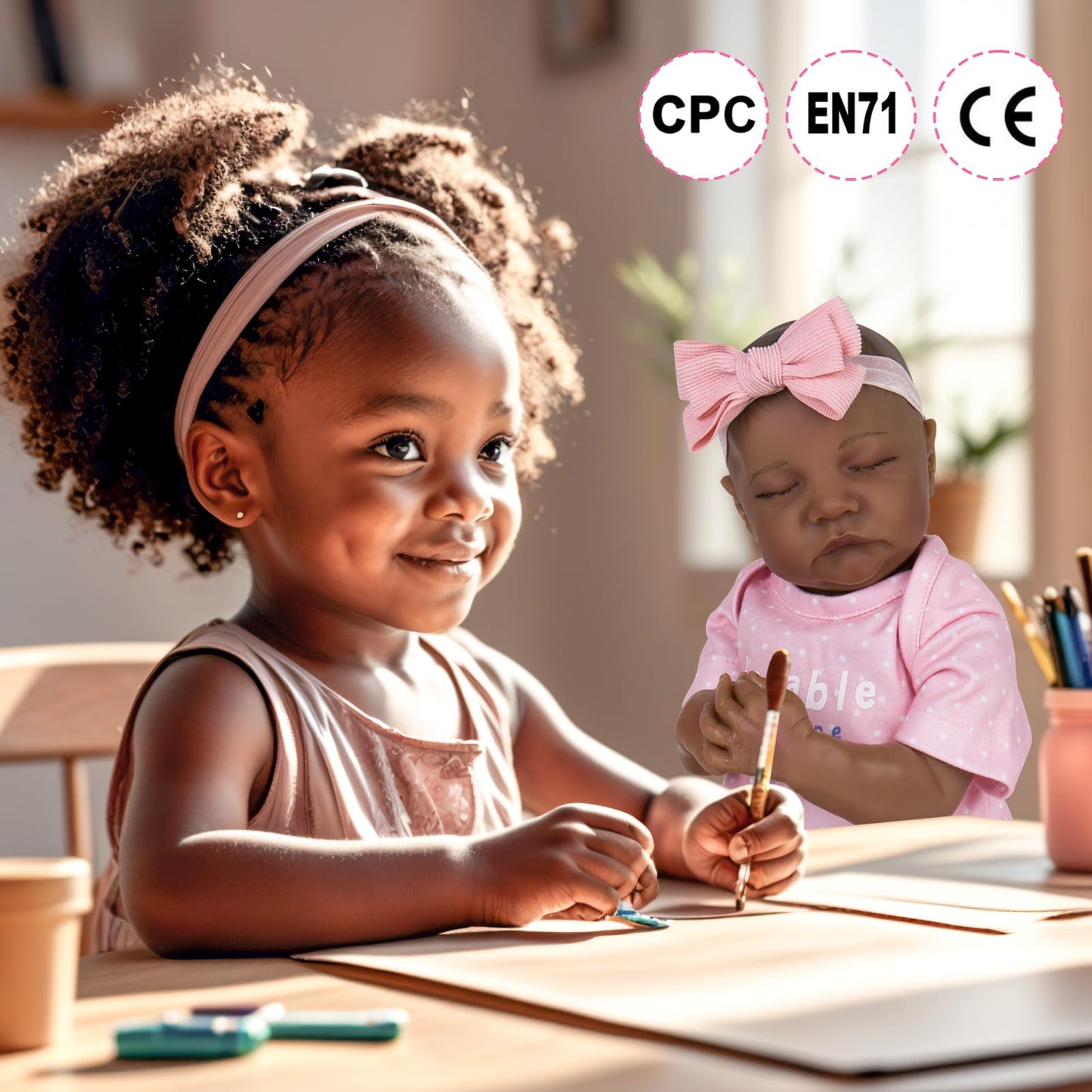 Aori Lifelike Reborn Baby Dolls Black,18 Inch Realistic Newborn Baby Dolls Black American Girl Dolls With Feeding Kit & Gift Box For Kids Age 3+