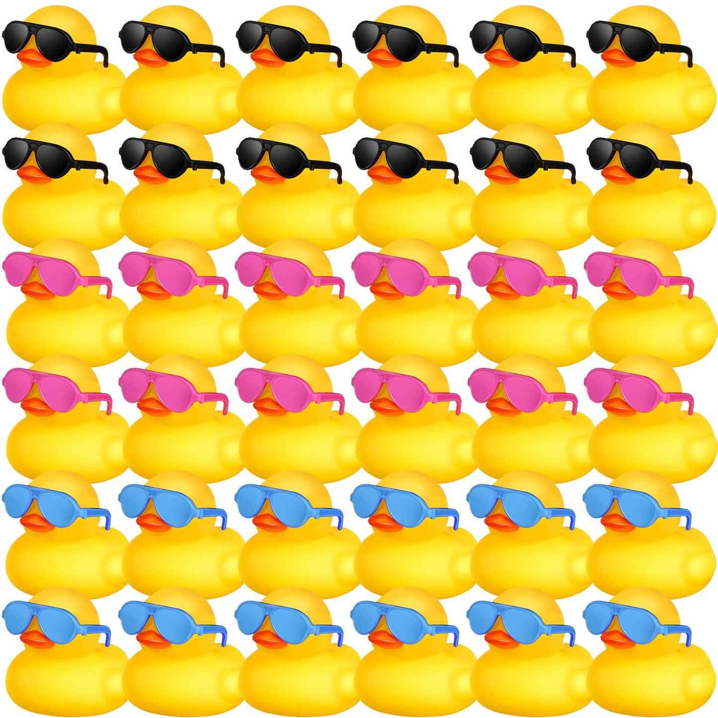 36 Pcs Mini Rubber Ducks With 36 Sunglasses Rubber Ducks In Bulk Bathtub Duckies Toys For Kids Gift Baby Shower Birthday Party Favors Cruise (Yellow, Multicolor Sunglasses)