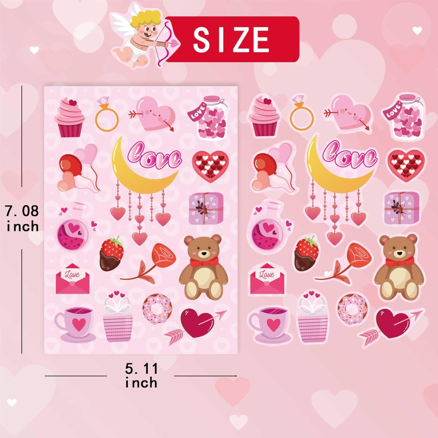 381Pcs Valentine Stickers For Kids - Love Stickers Heart Stickers Valentines Day Craft Activities Party Favors Supplies Valentin