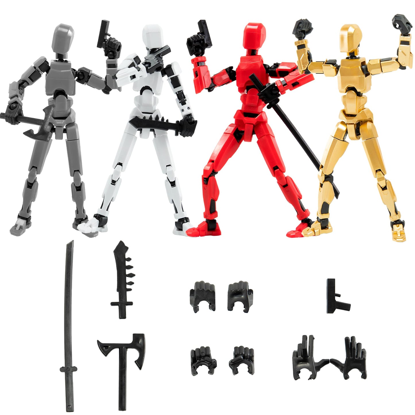 Sulliwayu 4Pcs Assembled Titan T13 Action Figures Set Lucky Dummy Nova 13 Action Figure Robot Anime Stick Figures Fidget Toys Fo