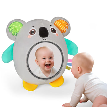 FIOBEE Tummy Time Toys Baby Mirror Tummy Time with Crinkle & Jingle Sounds Large Baby Sensory Toys for Infant Ages 0 3 6 Months