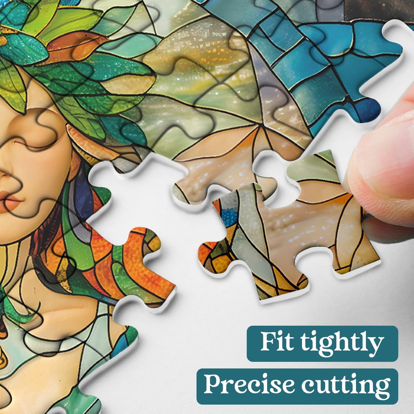 Stained Glass Mother Earth Puzzles For Adults 1000 Pieces, Nature Earth Plant Jigsaw Puzzles, Difficult Hard Mother Love Puzzle