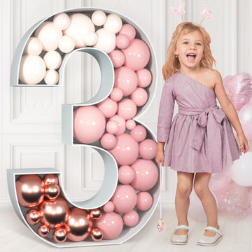 Imprsv 3Ft Mosaic Numbers For Balloons, Marquee Number, Mosaic Number Frame, Number 3 Balloon For Class Of 2023 Decorations, 3Rd