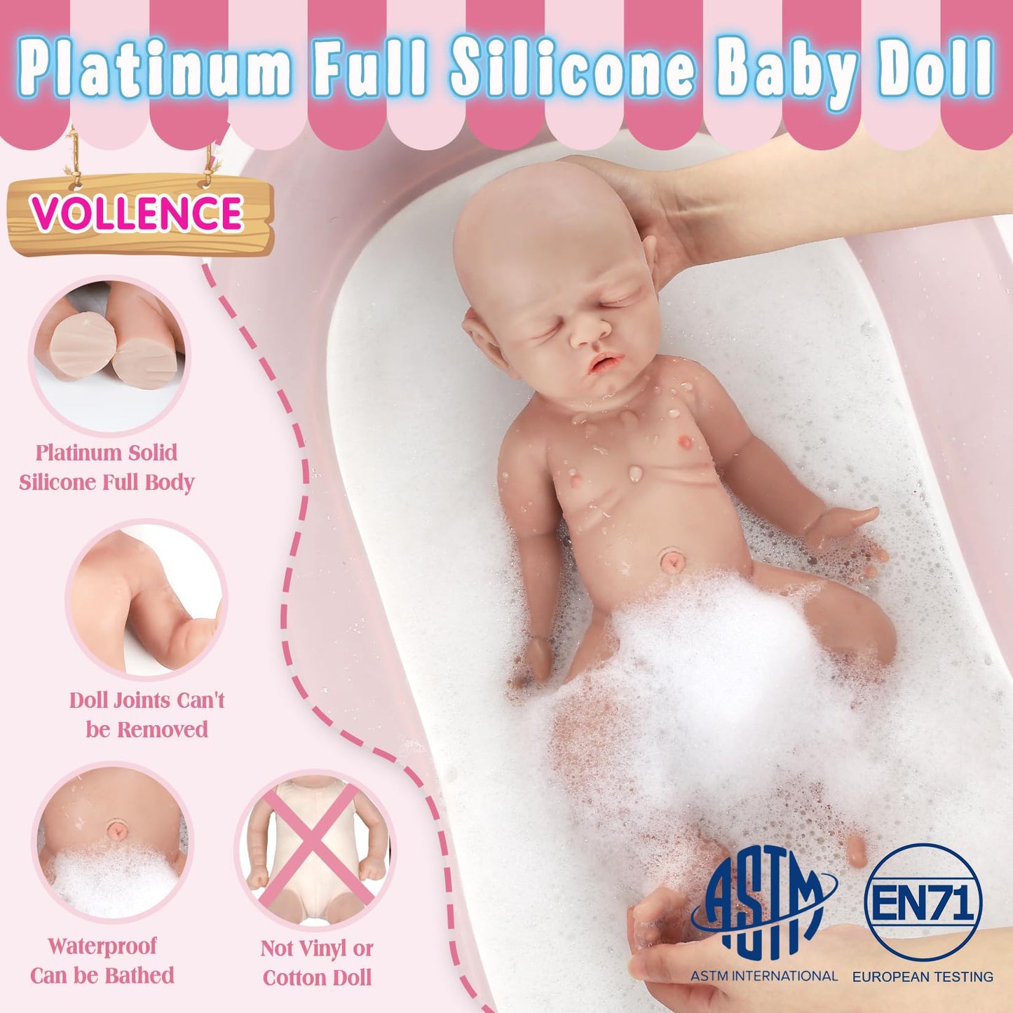 Vollence 12 Inch Realistic Reborn Silicone Dolls - Wonderful Gifts For Girls. Not Vinyl Dolls. Also Children'S Christmas & Birth