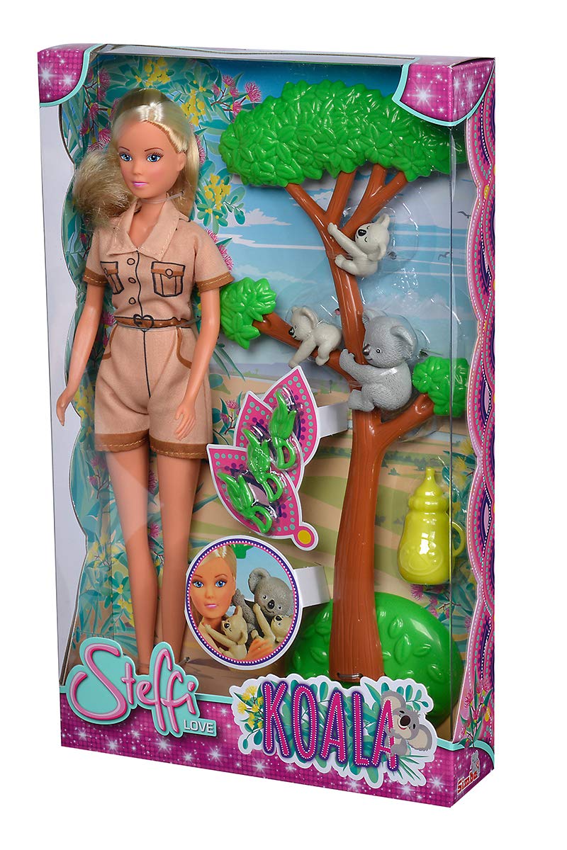 Steffi Love Simba Koala. Doll Takes Care Of The Koala Family With Climbing Tree, Food And Water Bottle