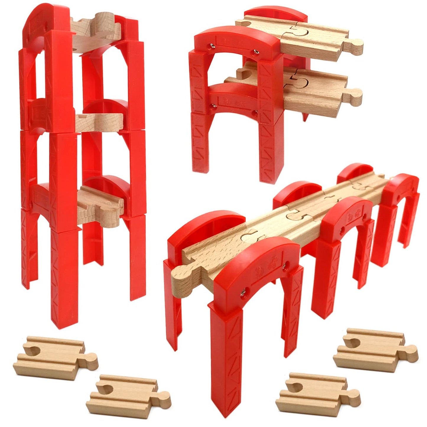 Wooden Train Bridges, Bridge Support, Wooden Train Track Accessories, Wooden Train Track, Train Tracks Compatible with All Major