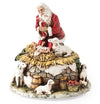 Joseph'S Studio By Roman - Santa With Baby Jesus And Lambs Figure, Kneeling Santa Collection, Verse - O' Come All Ye Faithful, 5.75' H, Resin And Stone, Christmas Decoration