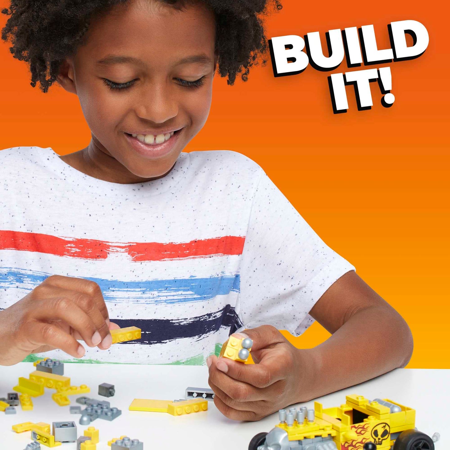 Mega Hot Wheels Bone Shaker Racecar Building Set With 111 Pieces With Micro Figure Driver Figure, Toy Gift Set For Ages 5 And Up