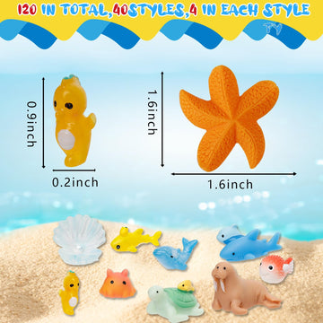 44 Pcs Mini Ocean Resin Animals 44 Styles Resin Animals Figurines Bulk For Fairy Garden Miniature Dollhouse Accessories Hide Cra