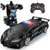 Remote Control Car for Kids , One Button Transformation to Robot with Flashing Light 2.4 Ghz Transforming Robot Car 1:18 Scale T