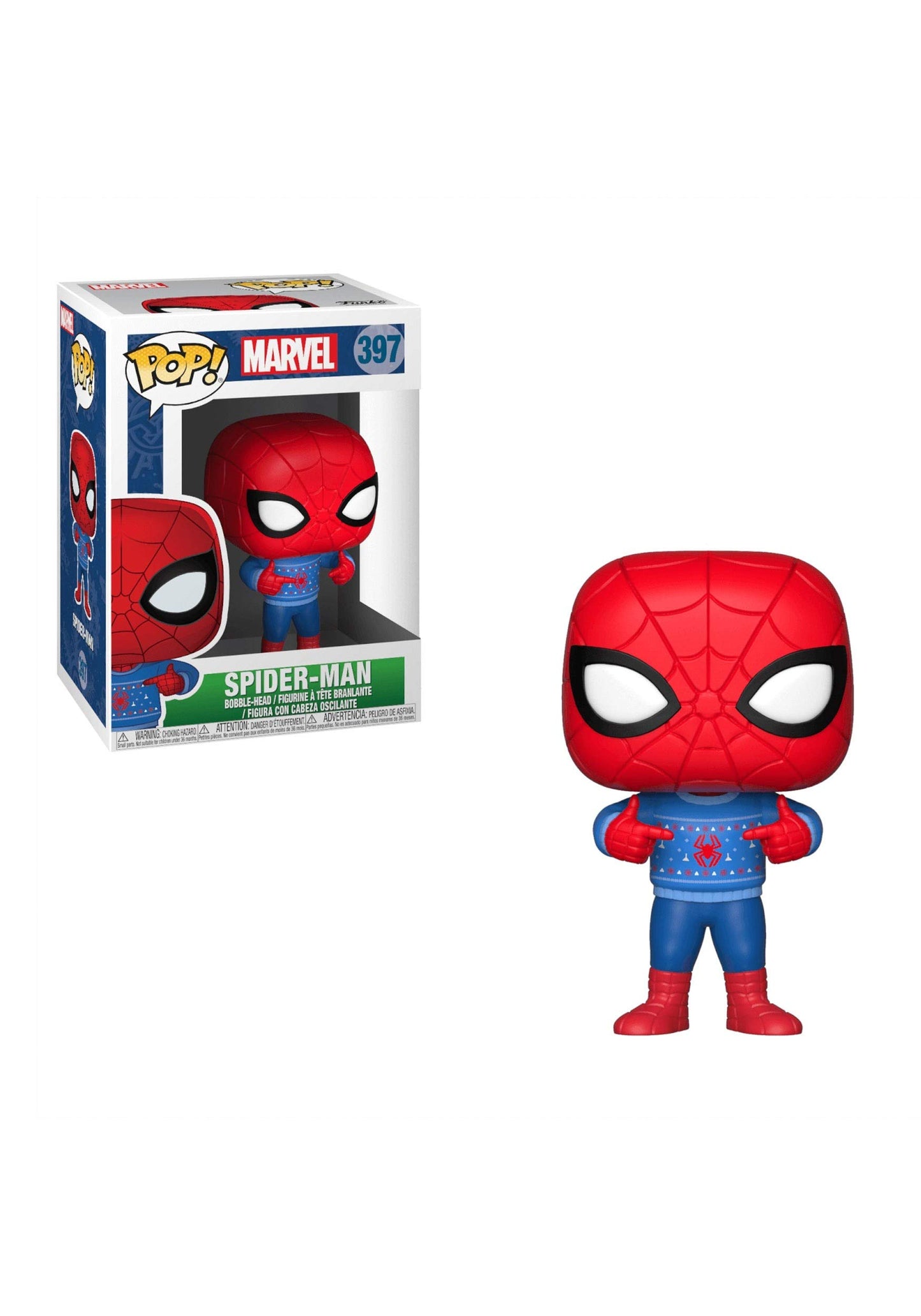 Funko Pop Marvel: Holiday - Spider-Man With Ugly Sweater Collectible Figure, Multicolor