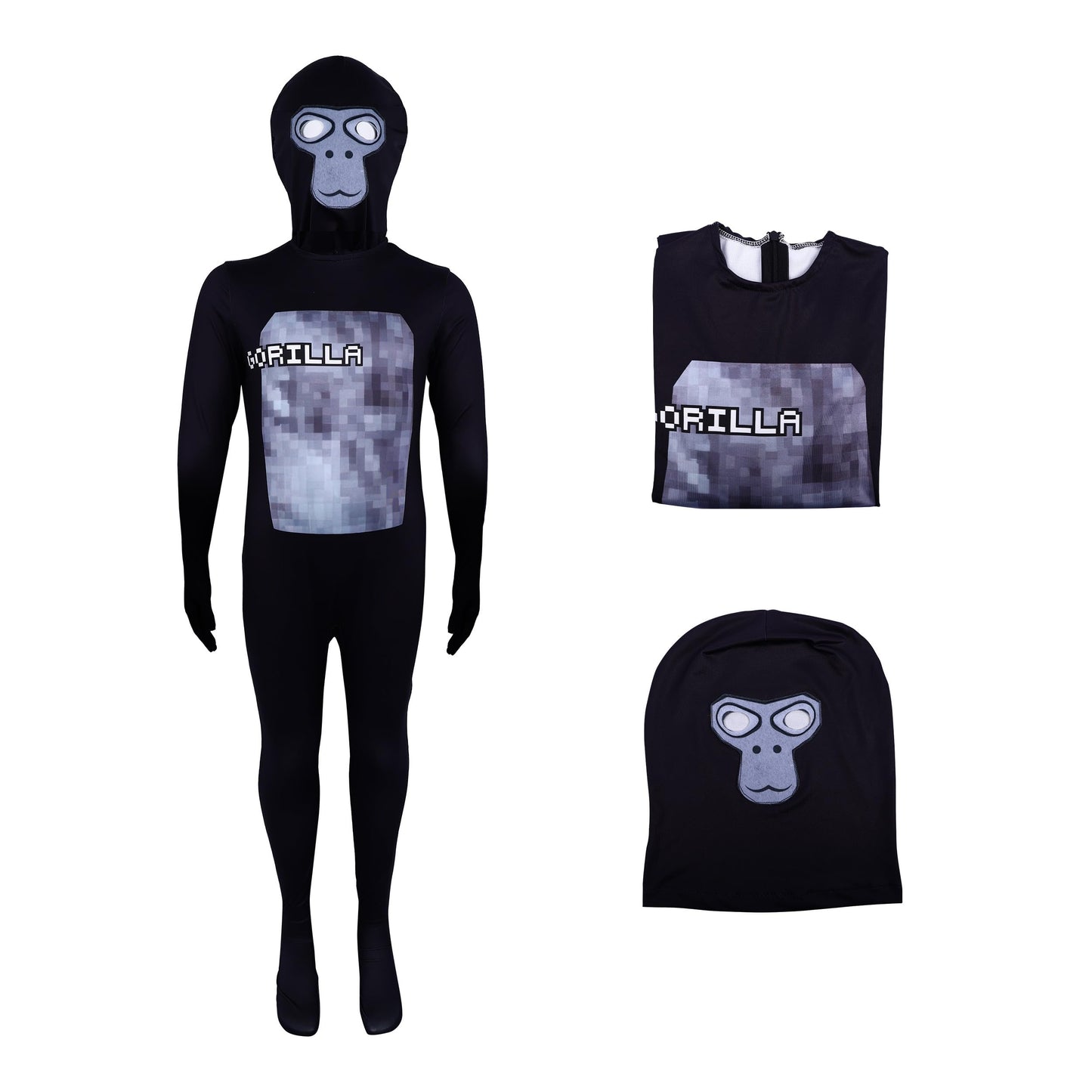 CUIGSRO Cosplay Kids Gorilla Costume Boys Bodysuit Spandex Jumpsuit with mask Birthday Hollowen Party -120 size