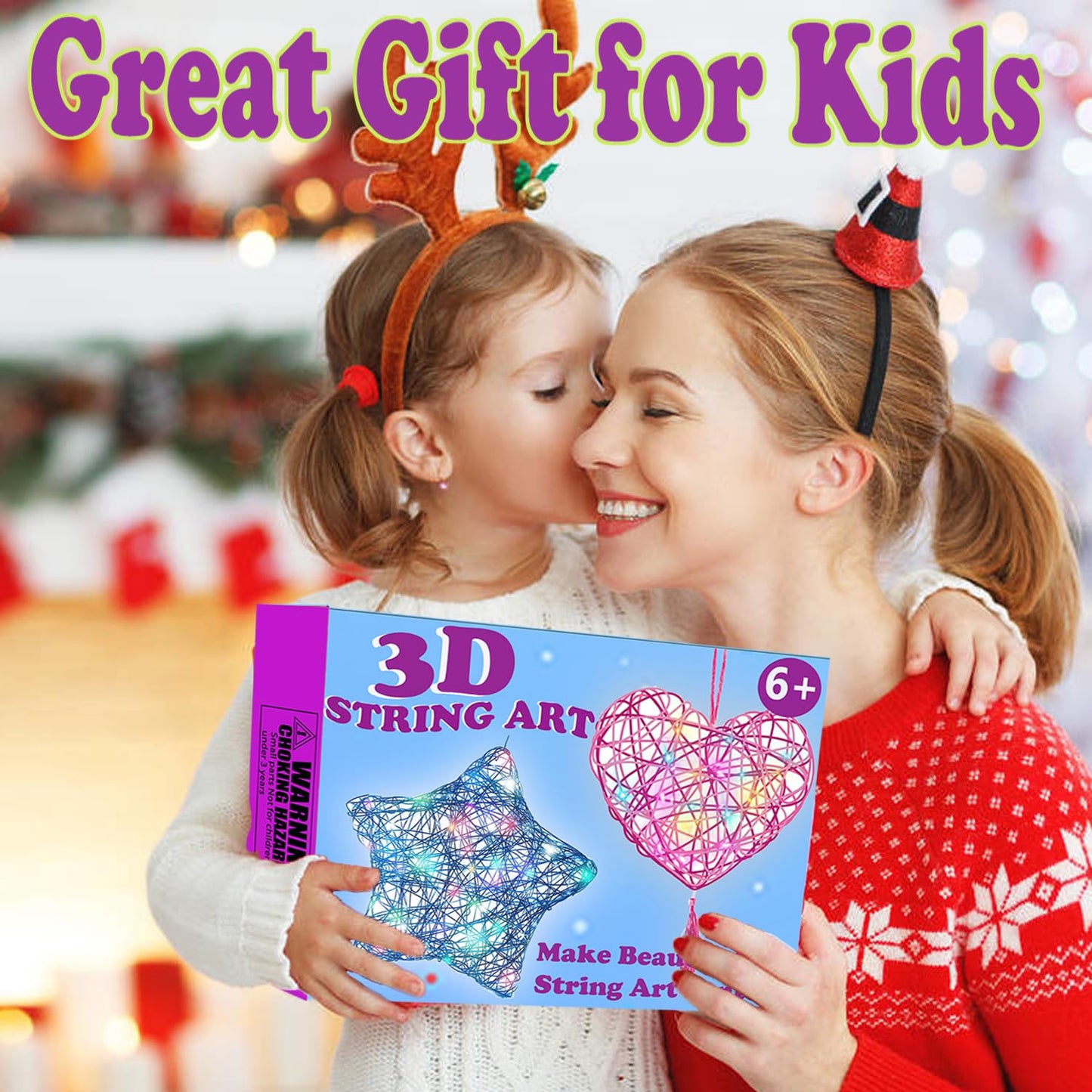 Beilunt 3D String Art Kits Crafts for Girls Ages 8-12, Arts and Crafts for Kids Ages 6-8, Make String Lantern with 20 Colored LE