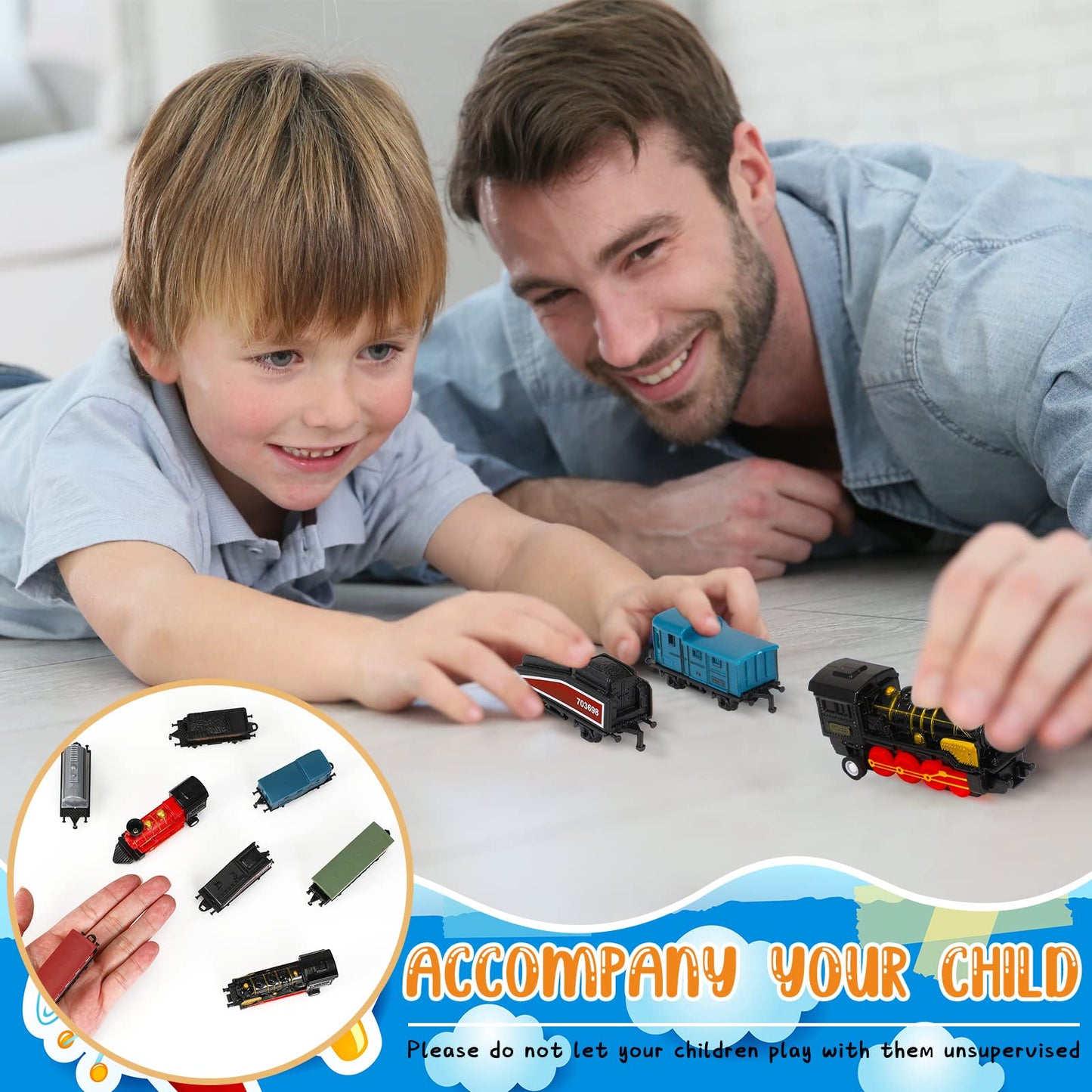 Hanaive 2 Sets Train Toys Small Alloy Retro Steam Train Simulation Steam Toys Train Pull Back Train Model Diecast Locomotive For
