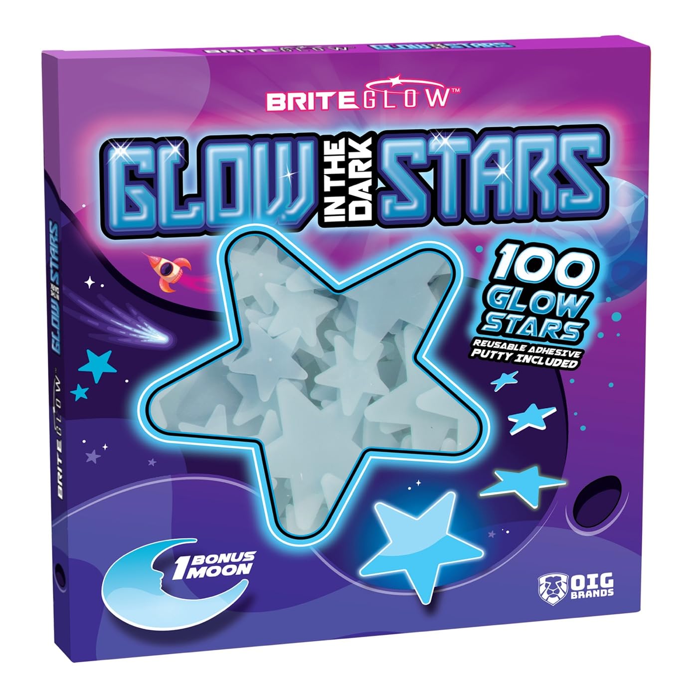 100 Pcs Ultra Blue 3D Glow In The Dark Stars For Ceiling & Walls I Glow Stars For Ceiling With Moon I Glow In The Dark Decoratio