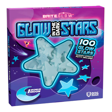 OIG Brands 100PK Blue Glow in The Dark Stars & Moon for Kids, Non-Toxic Ceiling Decor, Perfect for Bedroom Night Light, Ages 4-12