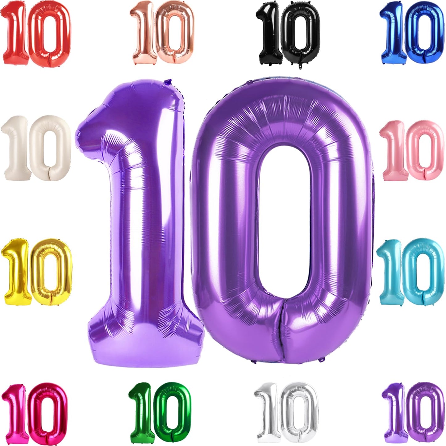 10 Balloon Number, Purple Number 10Th Birthday Balloons 40 Inch, 10 Years Old Purple Birthday Decorations For Boys Girls, 10Th A