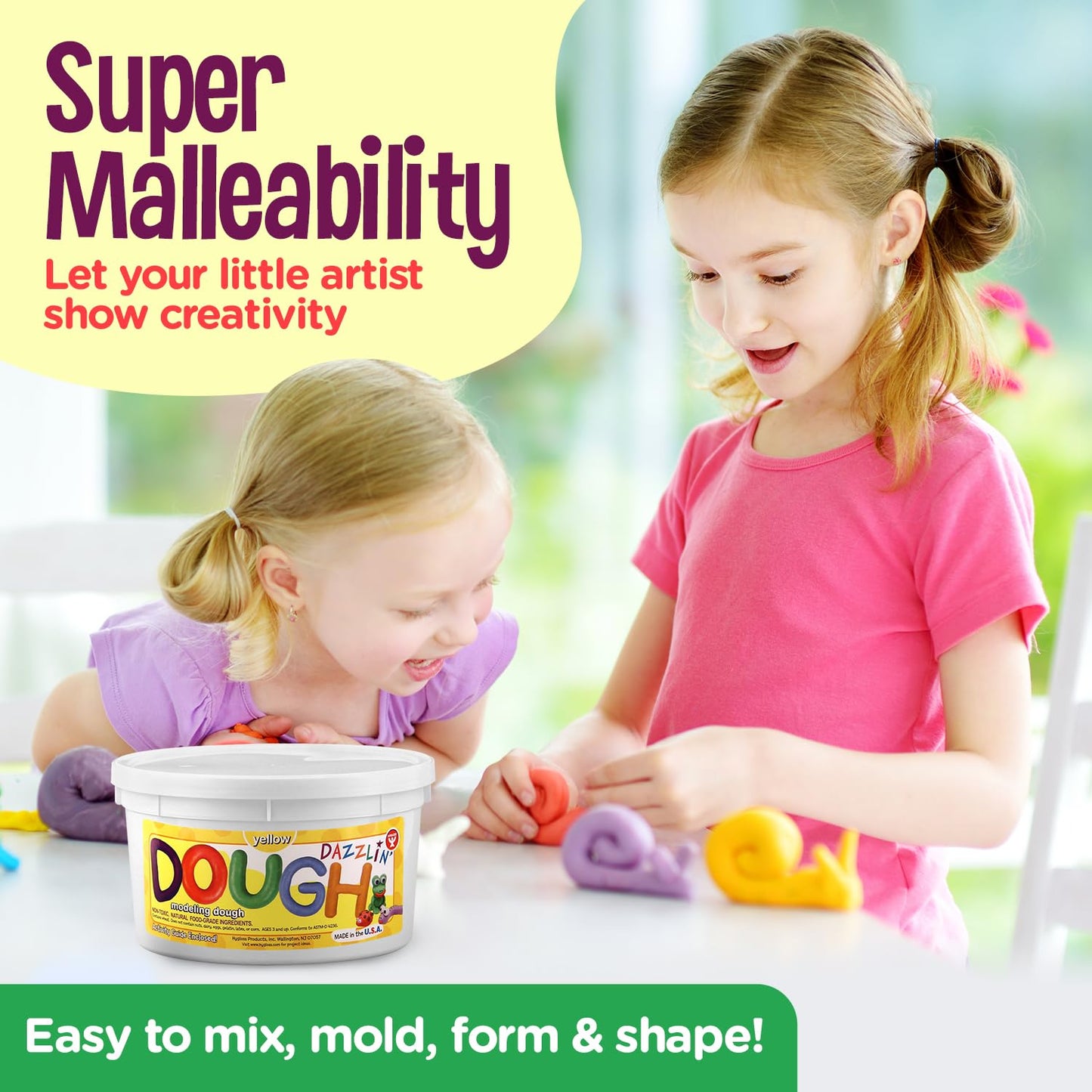 Hygloss Play Modeling Dough - Yellow Dough Scented - Safe & Non-Toxic For Kids Arts & Crafts - Party Favors - Classroom Supplies - 3Lb