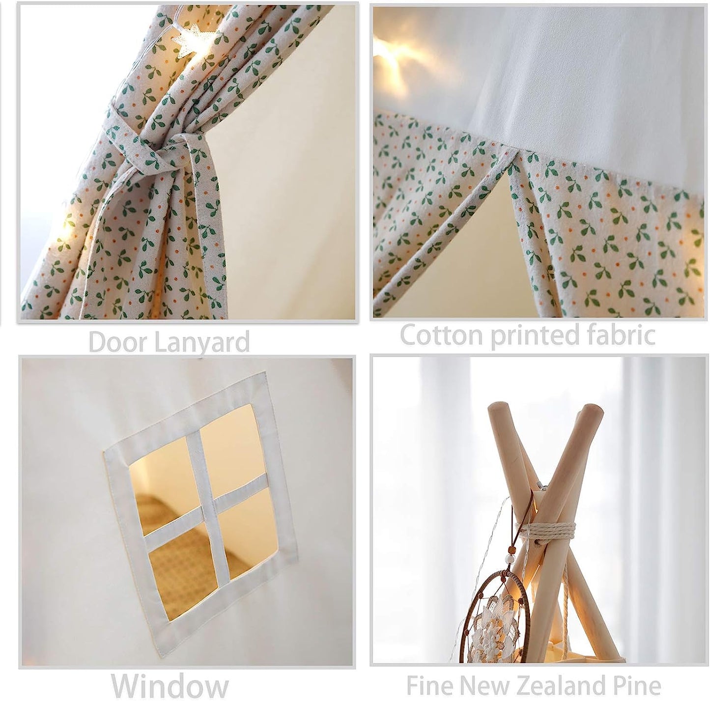 TreeBud Teepee Tent for Kids,Foldable Play Tents for Girl and Boy with Carrybag,Canvas Tipi Kid Playhouse for Tent Indoor Outdoo