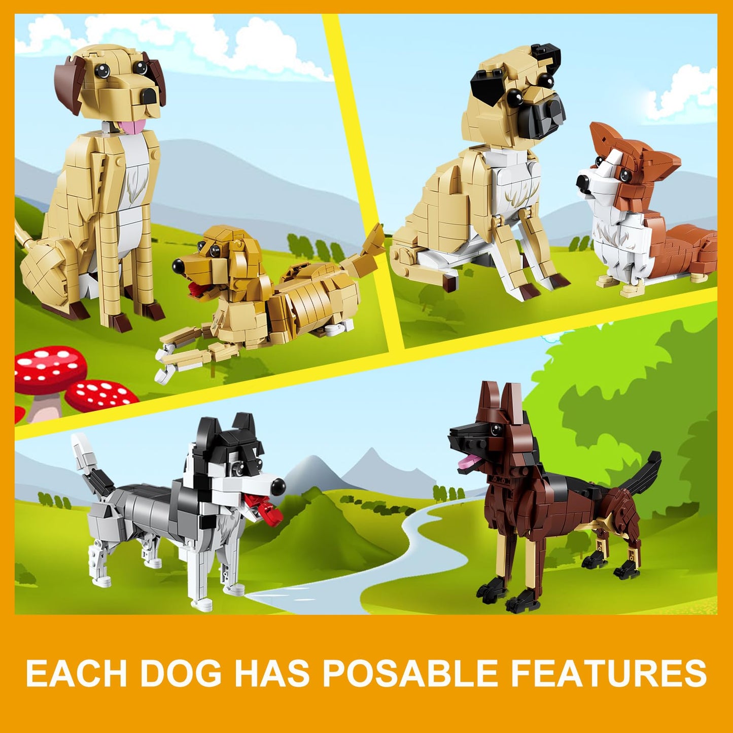 Kazi Dog Building Toy Set,Dogs Gift For Animal-Lovers,Ideas Golden Retriever Dog,Building Set For Girls And Boys,Creative Builda