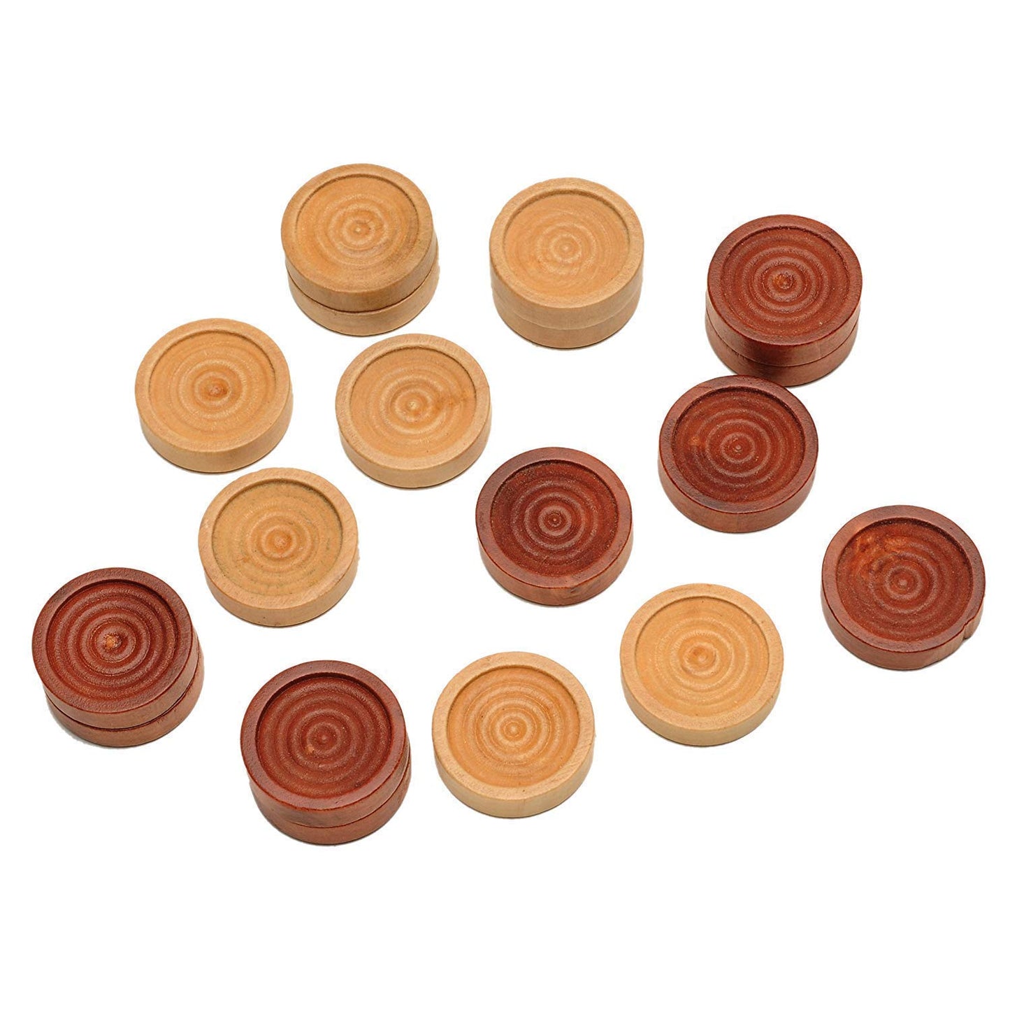 We Games Wood Backgammon Chips With Cloth Pouch - Brown & Natural 1 In. Diameter