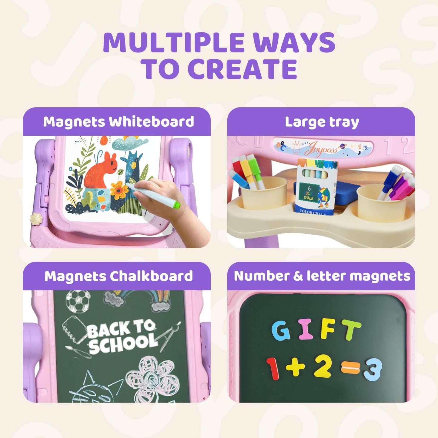 Joyooss Art Easel for Kids Adjustable Toddler Easel Stand for Painting,Magnetic Double Sided Drawing Dry Erase Board Children Ar