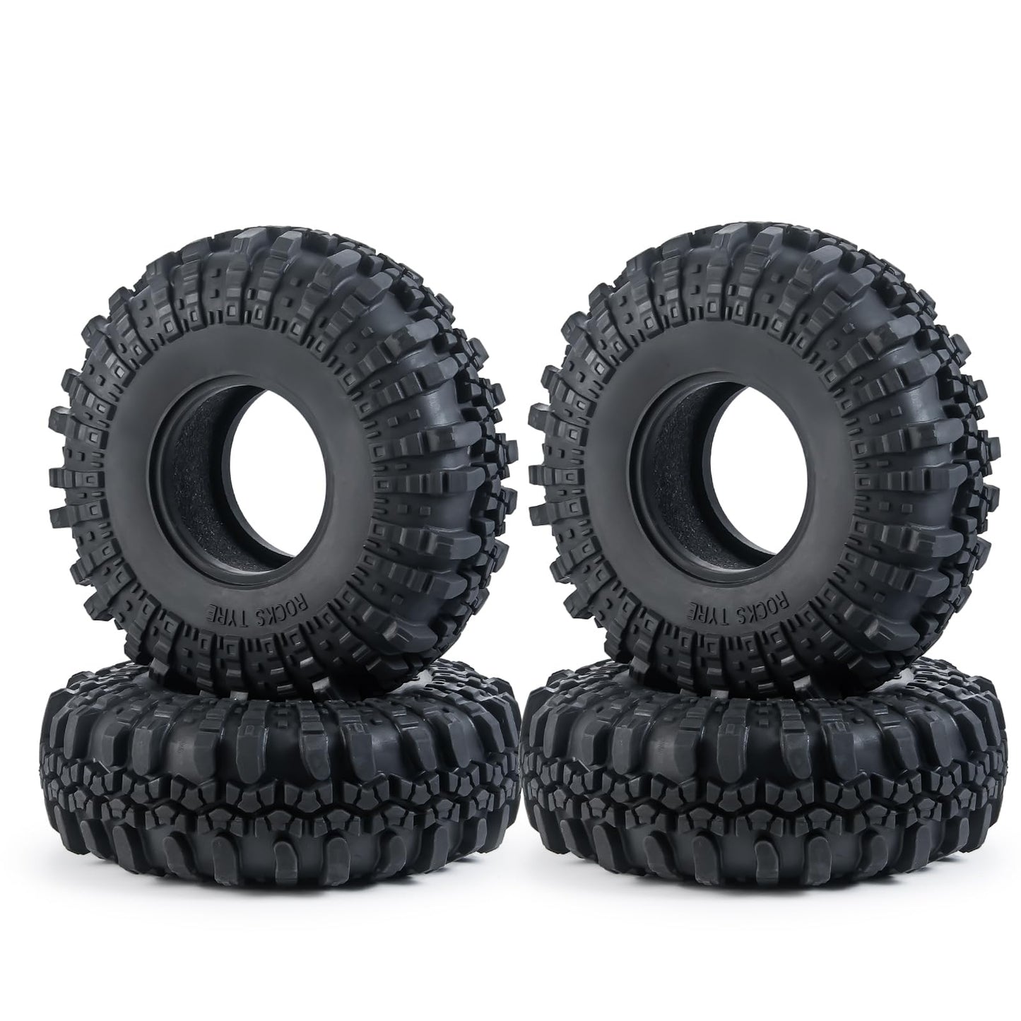 RCLIONS 4PCS 1.9inch RC Crawler Tires Rubber Wheel Tyre 110mm/4.3'' with Foam Insert for 1/10th AXIAL SCX10,TRX4,SCX10 II,D90,D1