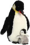 Aurora Sea Life 12" Emperor Penguin Plush Toy with Baby - Grey, Model 30510