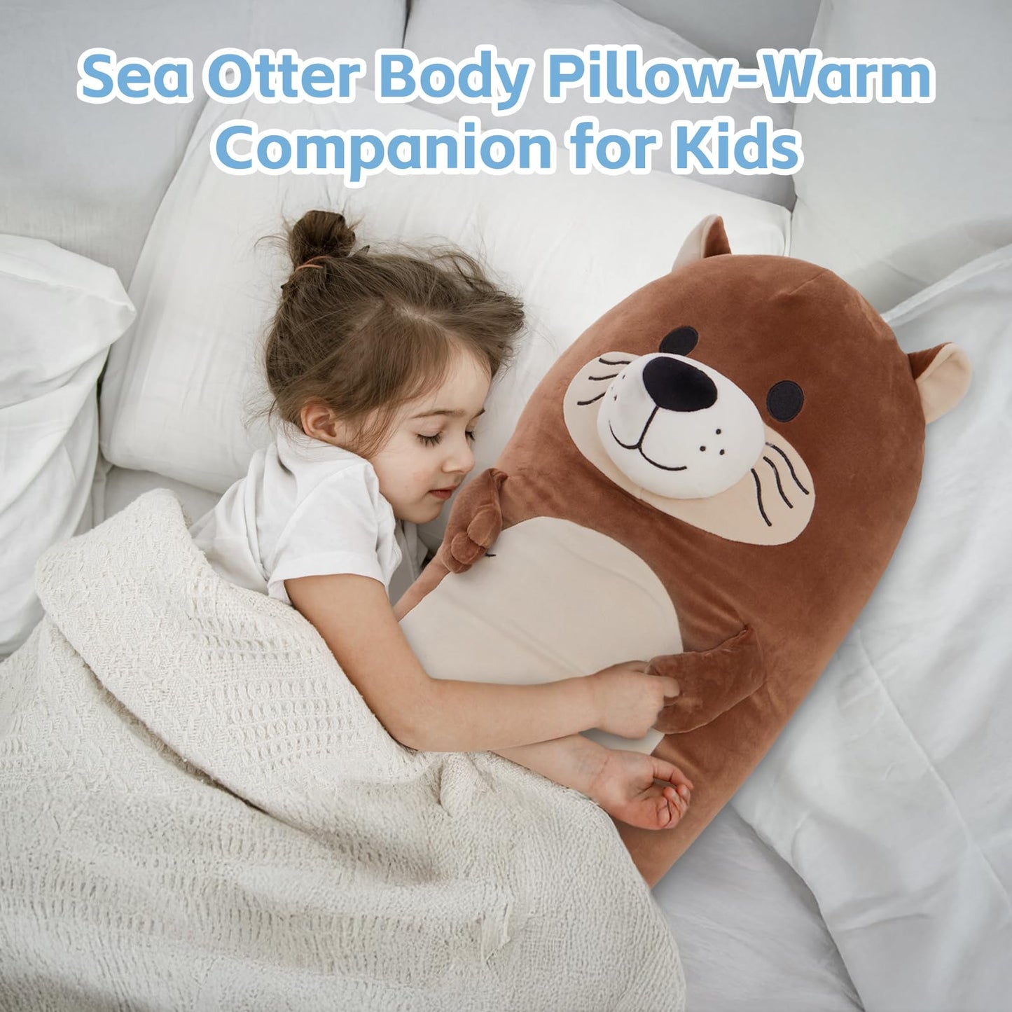 Tezituor Long Otter Plush Pillow,39.5'' Giant Otter Stuffed Animal Soft Cuddly Sea Otter Long Body Pillow Sleeping Hugging Case