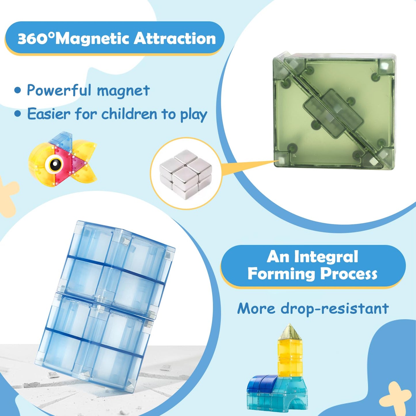 67 Pcs Magnetic Blocks For Kids, 3D Magnetic Geometric Building Block Set For Toddlers, Stem Educational Preschool Sensory Monte