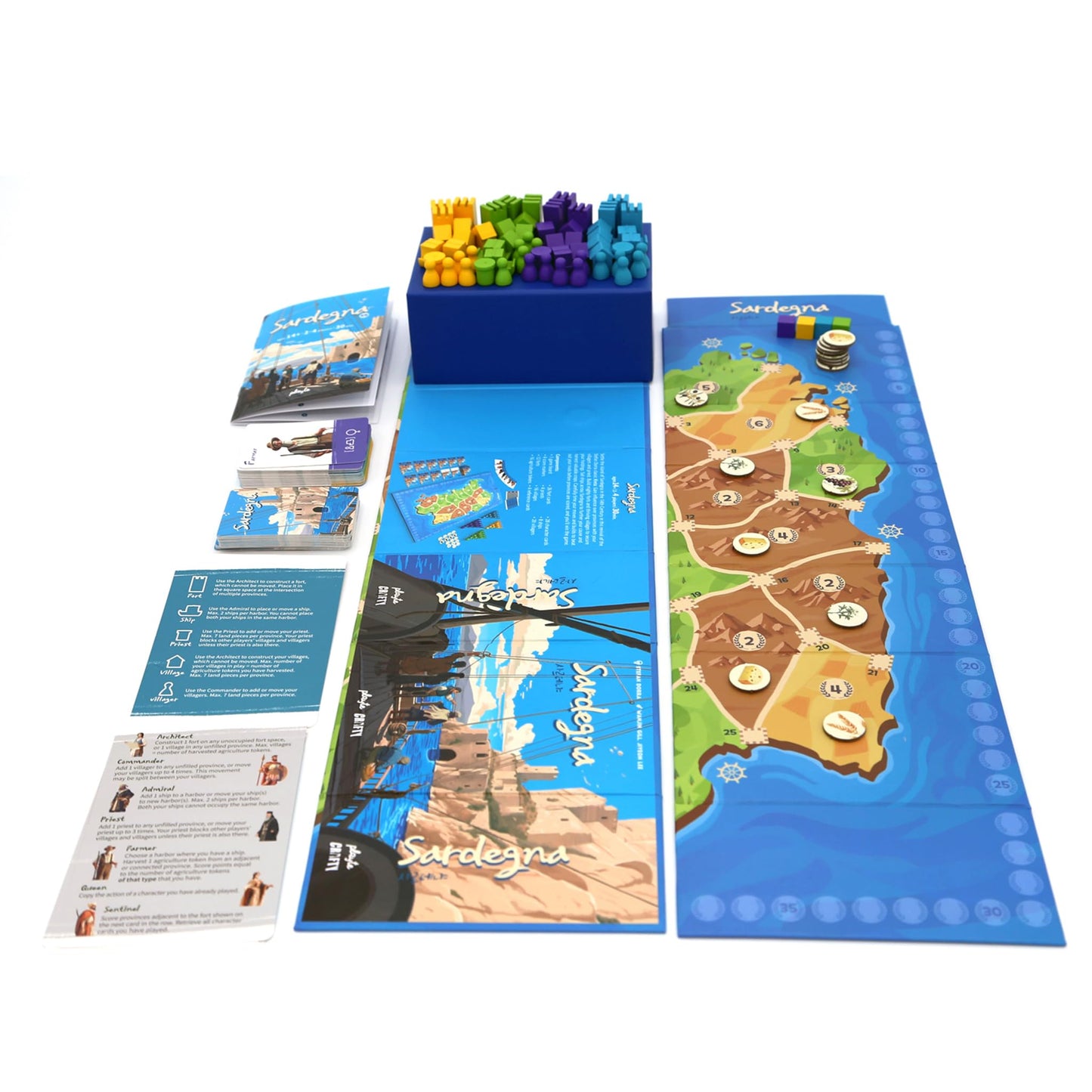 Crafty Games Sardegna Board Game - Dynamic Area Control, 2-4 Players, Ages 15+, 30 Min Playtime, Blue