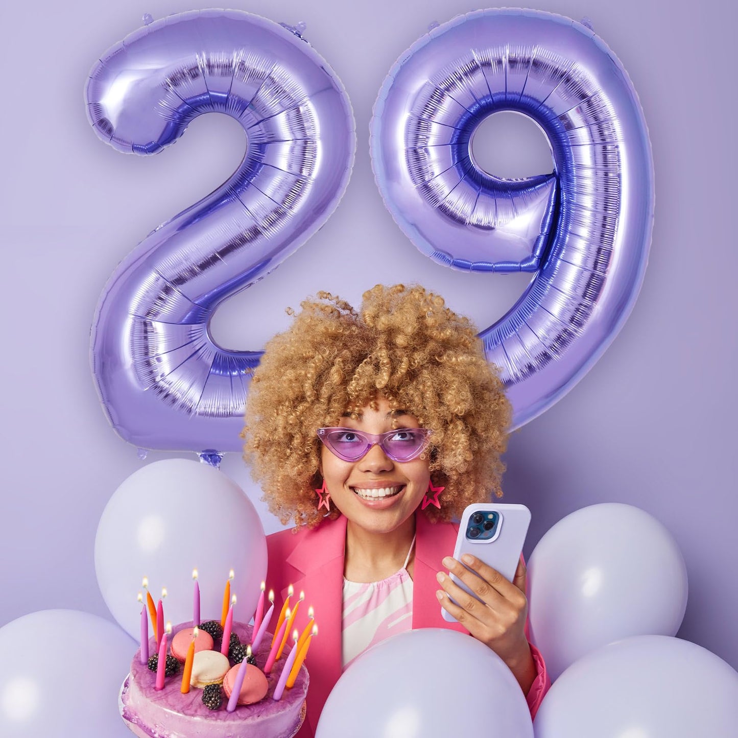 Purple Number 9 Balloon 40 Inch, Big Large Foil Helium Number Balloons, Giant Mylar Number 9 Balloons For 9 Year Old Birthday An