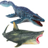 Gemini&Genius Mosasaurus And Megalodon Figurine Toy Set, Dinosaurs Toys With Movable Jaw- 13 Inches Length, Gifts For Kids Or Dino Lovers