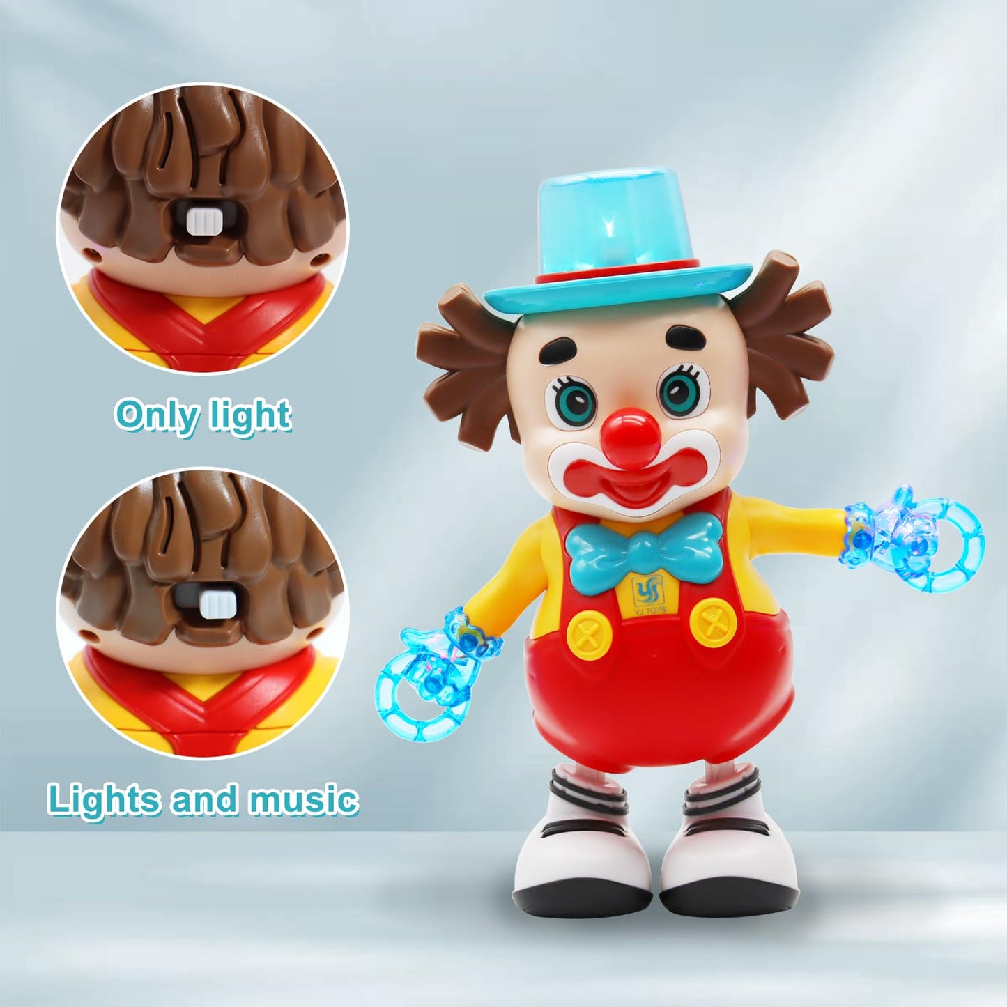 Mayaphilos Dancing Clown Toy Crawling Toy Light Up Music, Fun Moving Musical Toy For Toddlers Chirsmas Birthday Gift