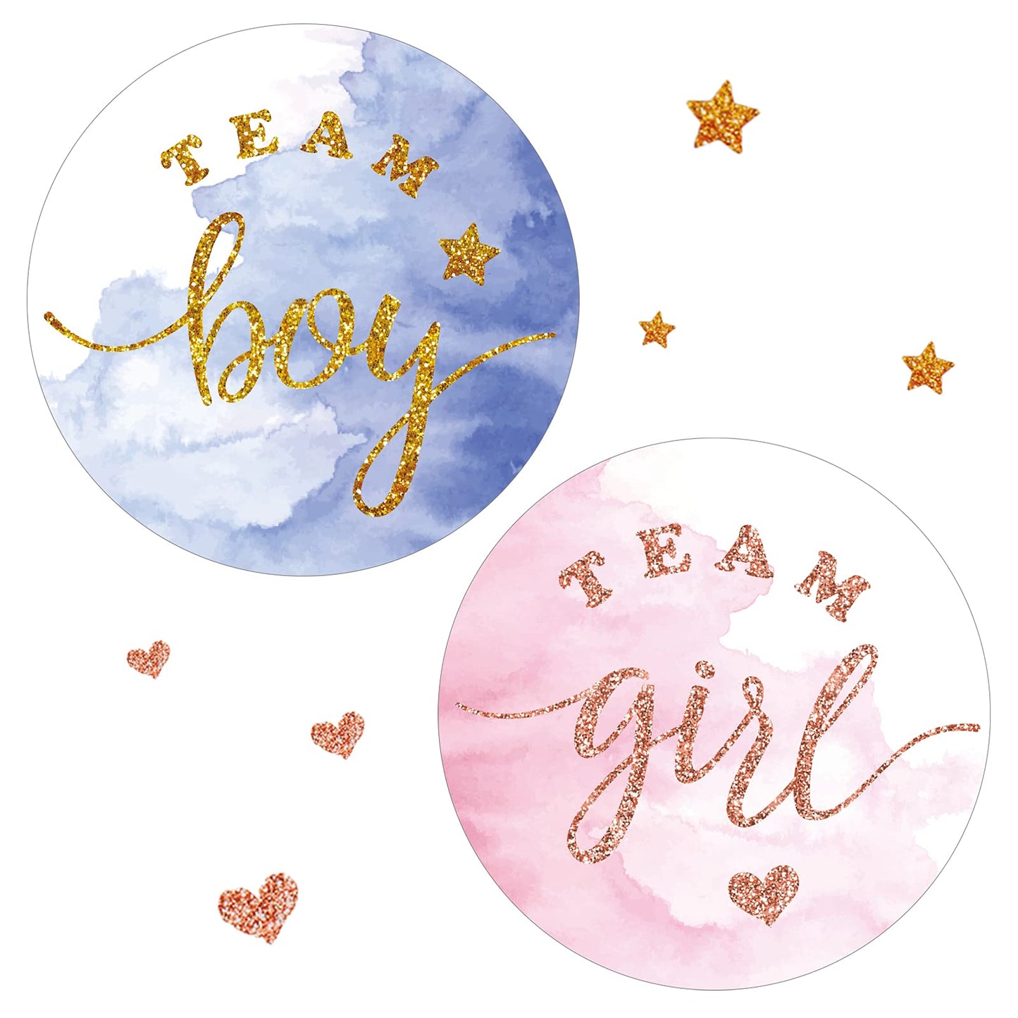 120 Pcs Gender Reveal Stickers, 2 Inch Gold Glitter Team Girl And Boy, Bee Team He And She Baby Shower Labels Sticker, Pink And Blue Stickers For Gender Reveal Party Games Supplies (Boy And Girl)