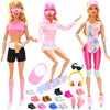 26 Pcs Doll Clothes And Accessories Rollerskating Set With Skates, Helmet, Sun Hat Swimsuit Hoodies Fashion Top And Pants Stocki