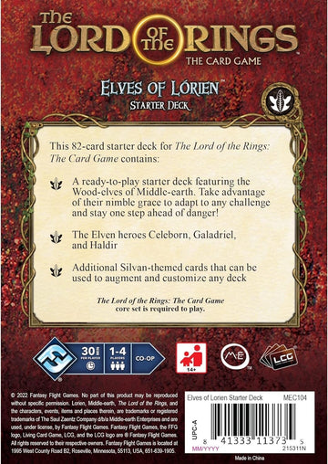 The Lord Of The Rings The Card Game Elves Of Lorien Starter Deck - Cooperative Adventure Game, Strategy Game, Ages 14+, 1-4 Players, 30-120 Min Playtime, Made By Fantasy Flight Games