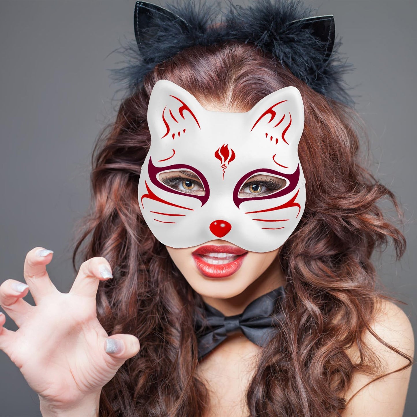 Awleynz 15Pcs Therian Mask with Strap, White Cat Masks to Paint, Blank Masks to Decorate, Paper Masks for Crafts Halloween Masqu