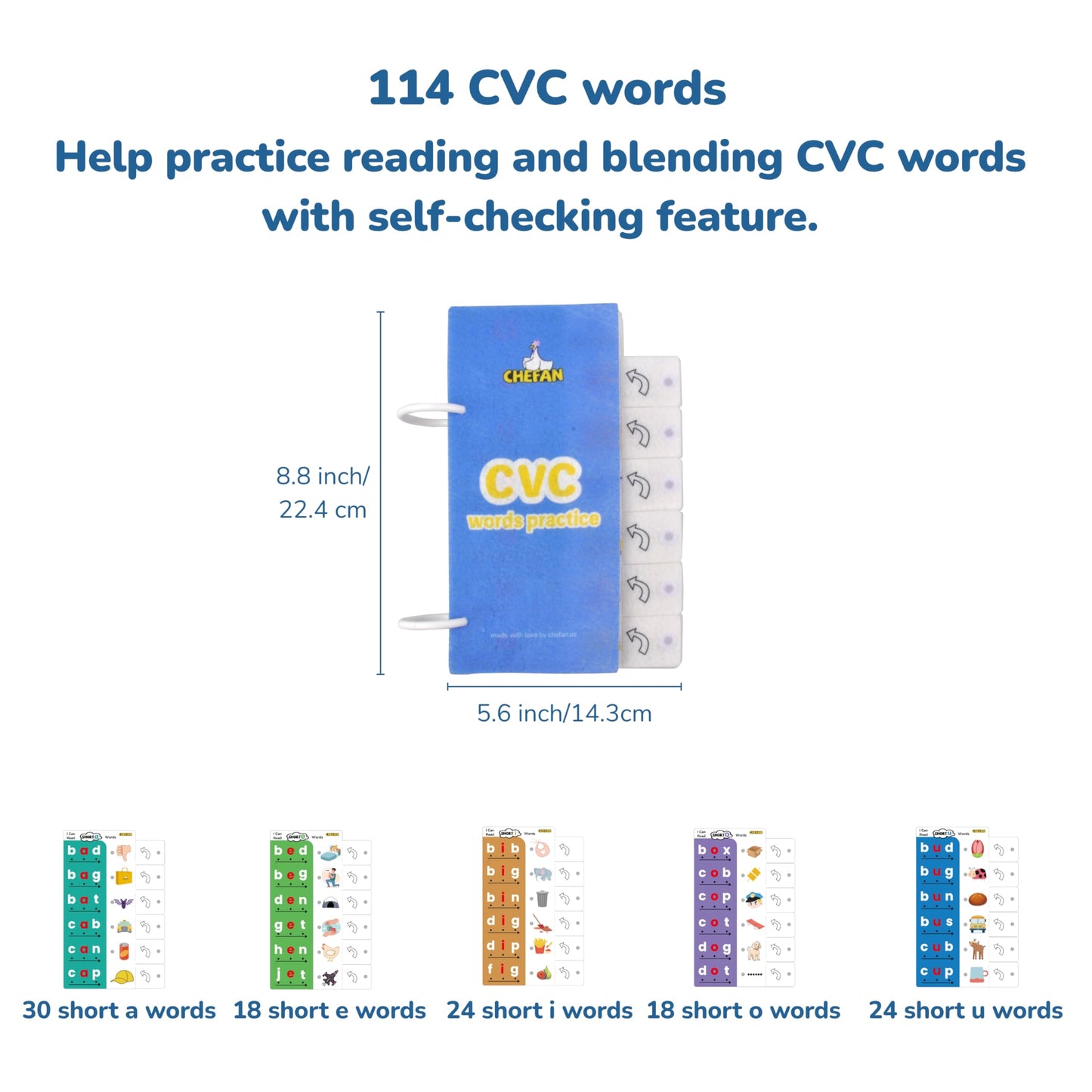 Chefan Cvc Word Spelling Games, Phonics Flash Card Sight Word Games, Preschool Kindergarten Learning Activities, Montessori Educational Toy Gift For 3 4 5 6 Year Old Kids
