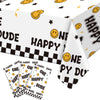 Newwiee One Happy Dude Birthday Party Tablecloths 51 x 108 inch One Happy Dude Table Cover Yellow Smile Face Plastic Table Cloth