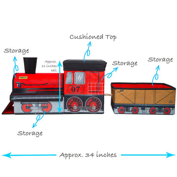 Orbrium Toys Train Shaped Collapsible Toys Storage Bin Organizer For Thomas Wooden Train, Thomas The Tank Engine And Trackmaster, Etc.