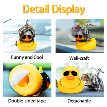 Wonuu Rubber Yellow Duck Car Ornaments Cool Duck Car Dashboard Decorations With Propeller Helmet Sunglasses (Digital Camo-Yellow G)