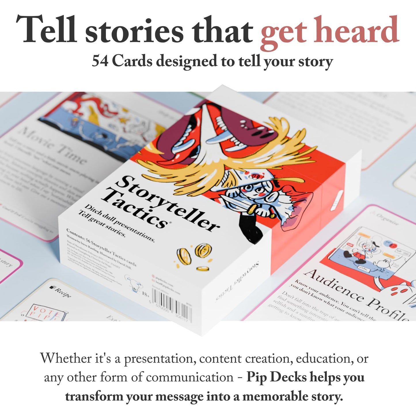 Pip Decks Storyteller Tactics Card Deck, Business Tool To Improve Your Influence And Persuasion In Workshops, Sales Pitches, Pre